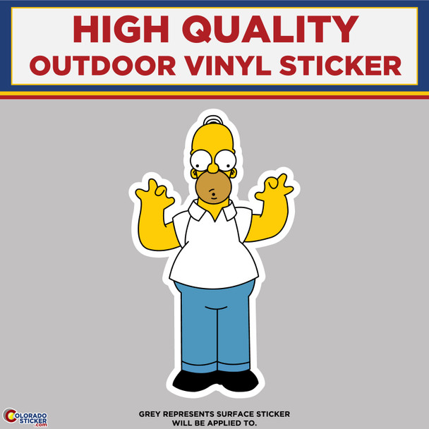 Homer Simpson Excited, High Quality Vinyl Stickers New Colorado Sticker