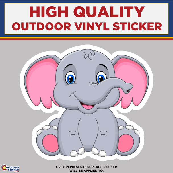 Sitting Baby Elephant, High Quality Vinyl Stickers New Colorado Sticker