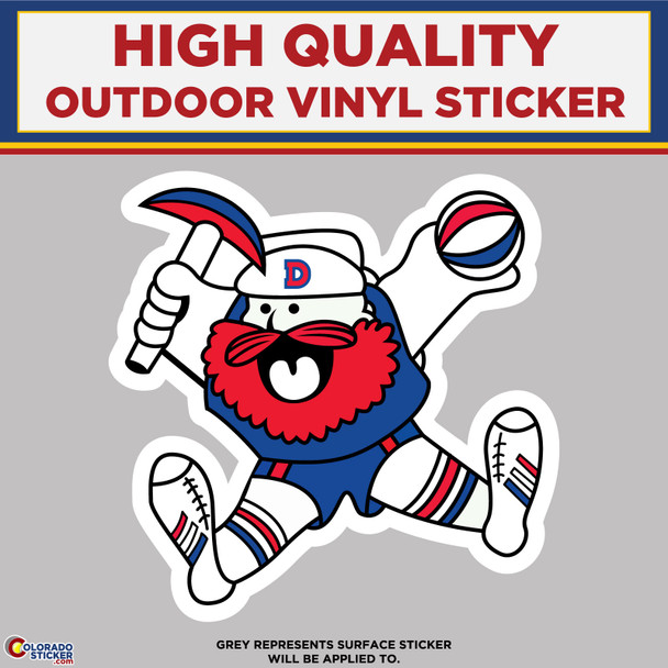 Maxie Miner Throwback Denver Nuggets Miner, High Quality Vinyl Stickers