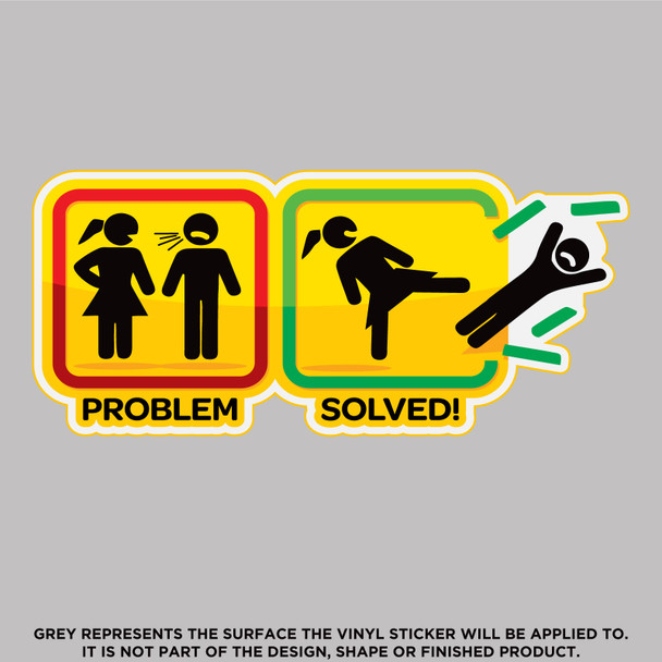 Guy Problem Solved, High Quality Vinyl Stickers