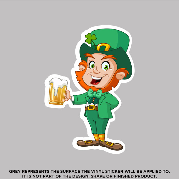 Irish Leprechaun With Beer, High Quality Vinyl Stickers