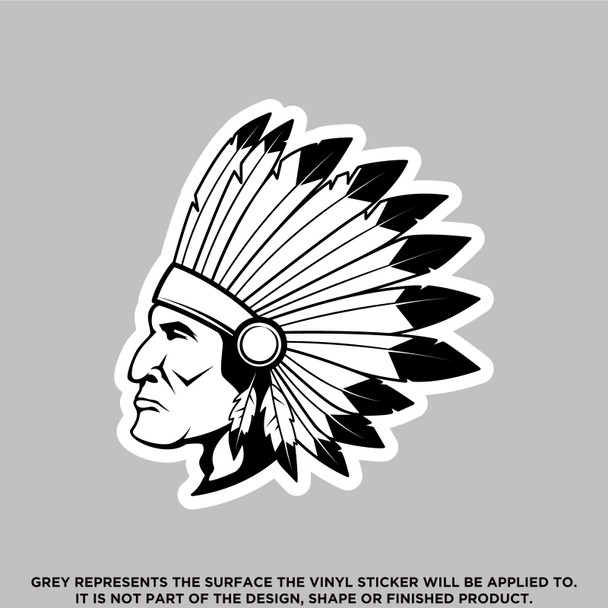 Sideways Native American With Feathers, High Quality Vinyl Stickers Sideways Native American With Feathers, High Quality Vinyl Stickers