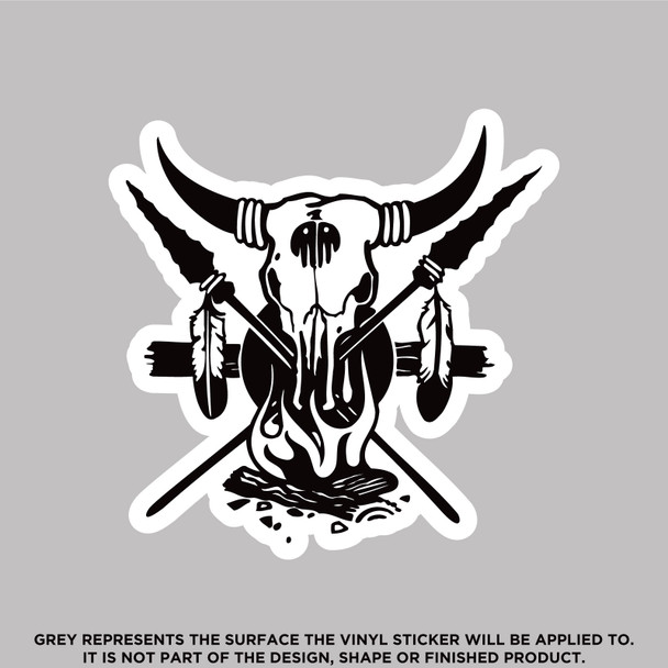 Skull and arrows with fire,  High Quality Vinyl Stickers