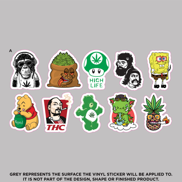 Stoner Characters Vinyl Sticker Sheet | Weed & Bong Decals A