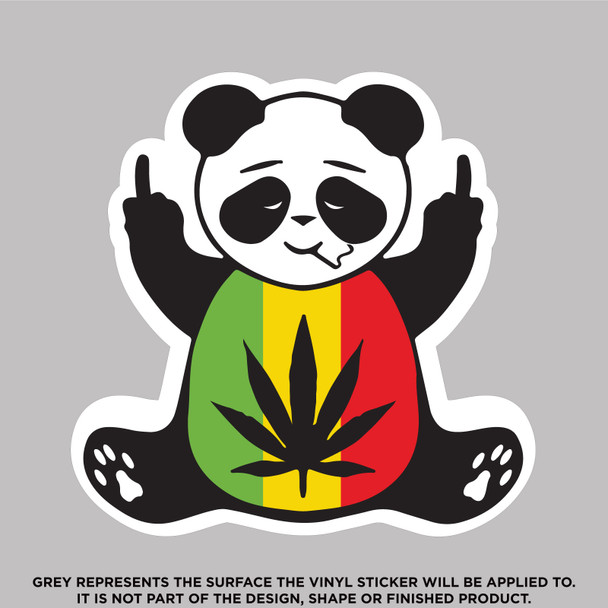 Stoner panda bear flipping off smoking weed vinyl sticker decal