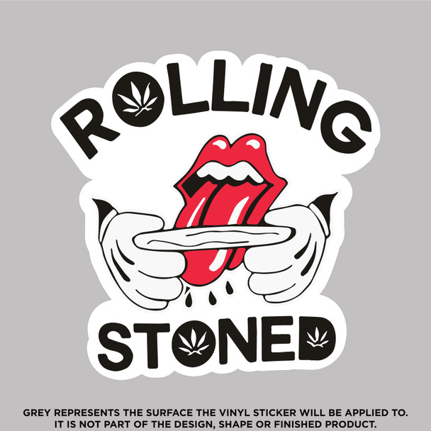 Rolling Stoned funny weed graphic vinyl sticker decal