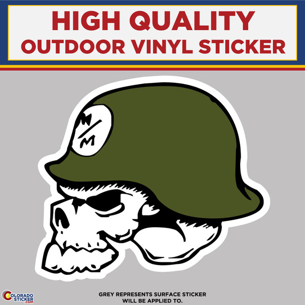 Metal Militia Skull, High Quality Vinyl Stickers physical New Shop All Stickers Colorado Sticker