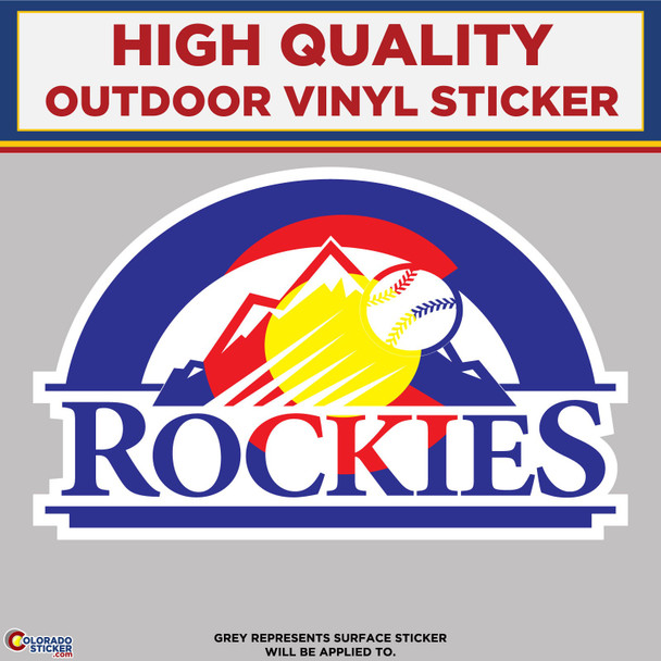 Colorado Rockies With Colorado Flag Pattern, High Quality Vinyl Stickers New Colorado Sticker