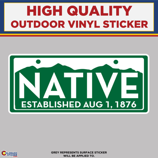 Colorado Native License Plate, High Quality Vinyl Stickers