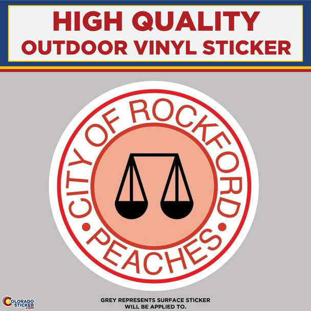 Rockford Peaches, High Quality Vinyl Stickers physical New Shop All Stickers Colorado Sticker