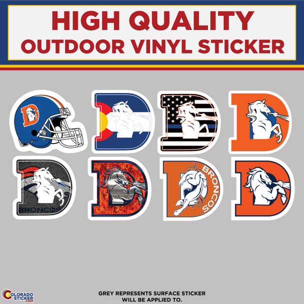 Denver Broncos D Variety Sticker Pack, High Quality Vinyl Stickers physical New Shop All Stickers Colorado Sticker