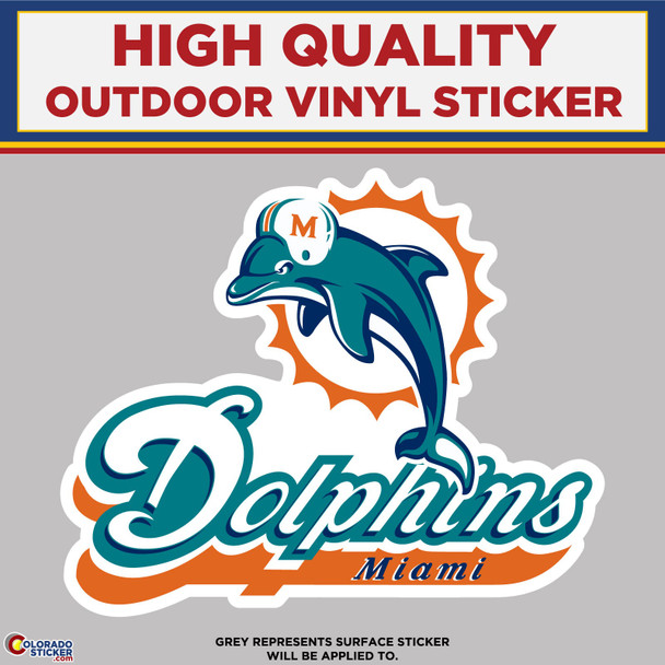 Miami Dolphins Logo with Text, High Quality Vinyl Stickers