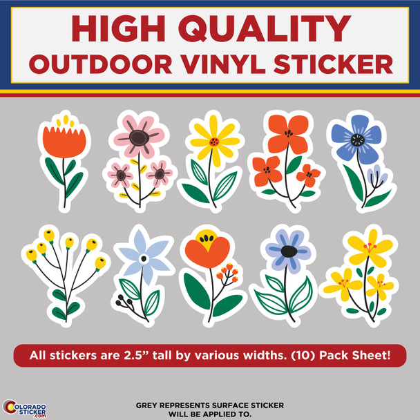 Flower Sticker Sheet 10 pack, High Quality Vinyl Stickers physical New Shop All Stickers Colorado Sticker