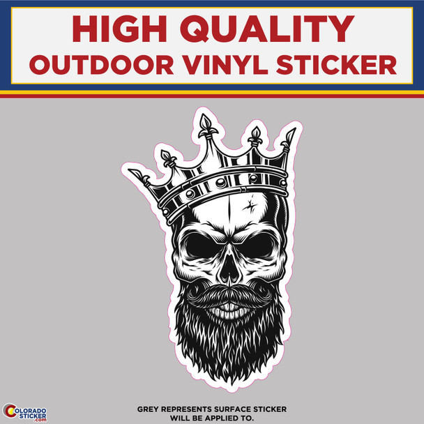 Skull With Beard and Crown, High Quality Vinyl Stickers New Colorado Sticker