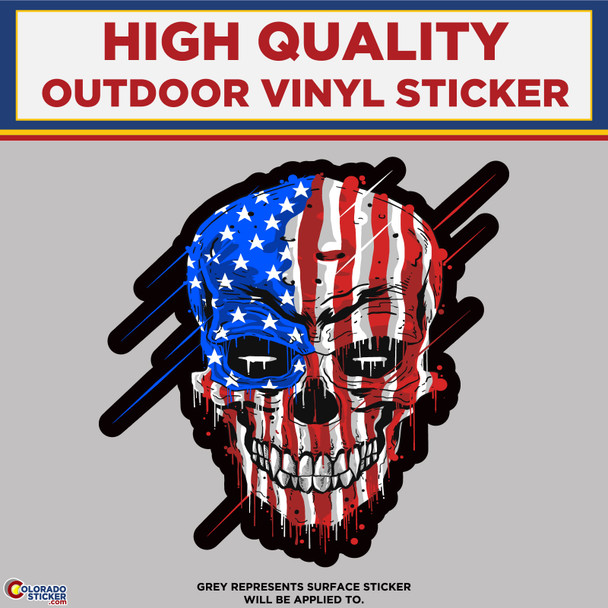 American Flag Skull, High Quality Vinyl Stickers physical New Shop All Stickers Colorado Sticker