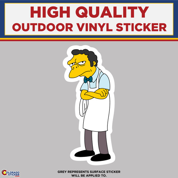 Moe Szyslak, The Simpsons, High Quality Vinyl Stickers physical New Shop All Stickers Colorado Sticker