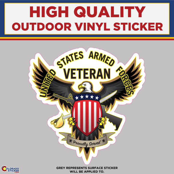 United States Armed Forces Veteran, High Quality Vinyl Sticker New Colorado Sticker