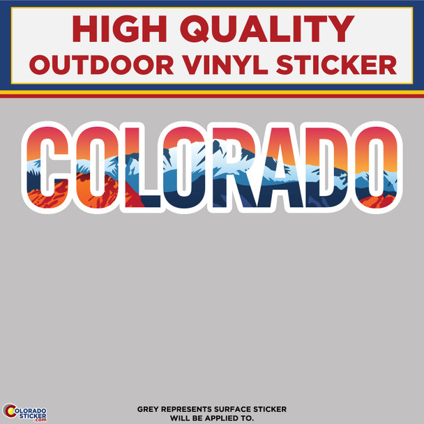 Colorado Text With Landscape background, High Quality Vinyl Sticker Decal New Colorado Sticker
