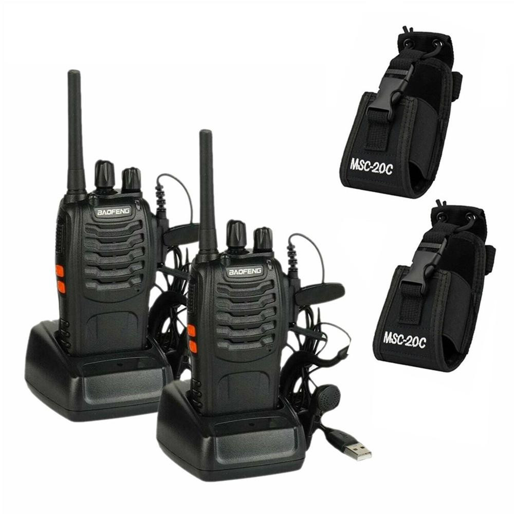 2 x Baofeng BF-888S PMR446 Walkie Talkies – Headsets, Pouch