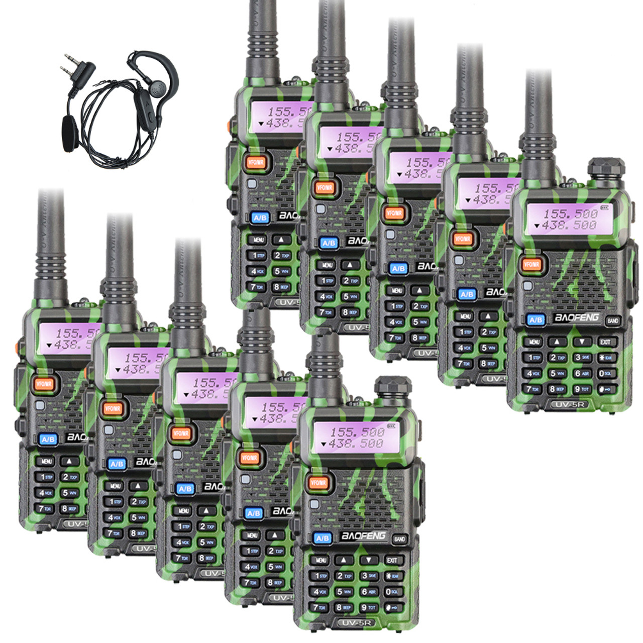 10 x BAOFENG UV-5R Dual Band Green UHF/VHF Two Way Radio 5W Walkie Talkies  Long Range Programming Cable Baofeng Radio UK