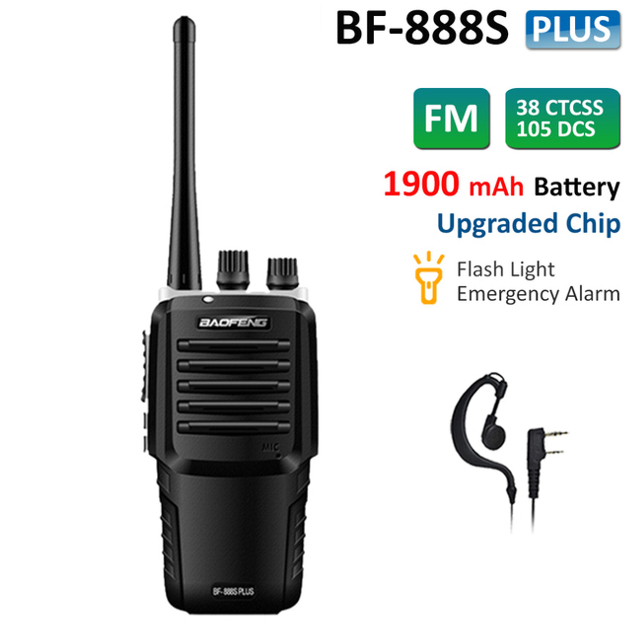Upgraded BF-888S Plus UHF 400-470MHz Walkie Talkie Two Way Ham Radio  Earpiece