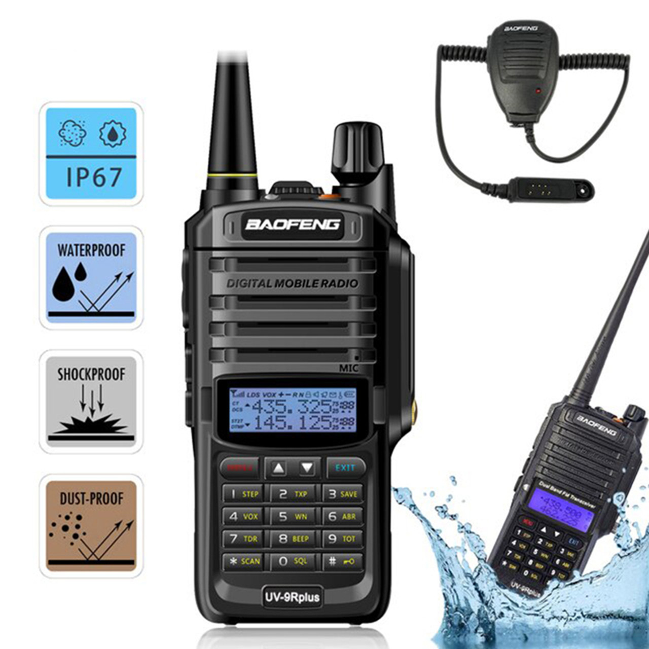 BAOFENG UV-5R 8W Handheld Ham Radio with 3800mAh Rechargeable Battery, Dual-Band 2-Way Radio Complete Set with Earpiece and Programming Cable (1 Pack) - 1