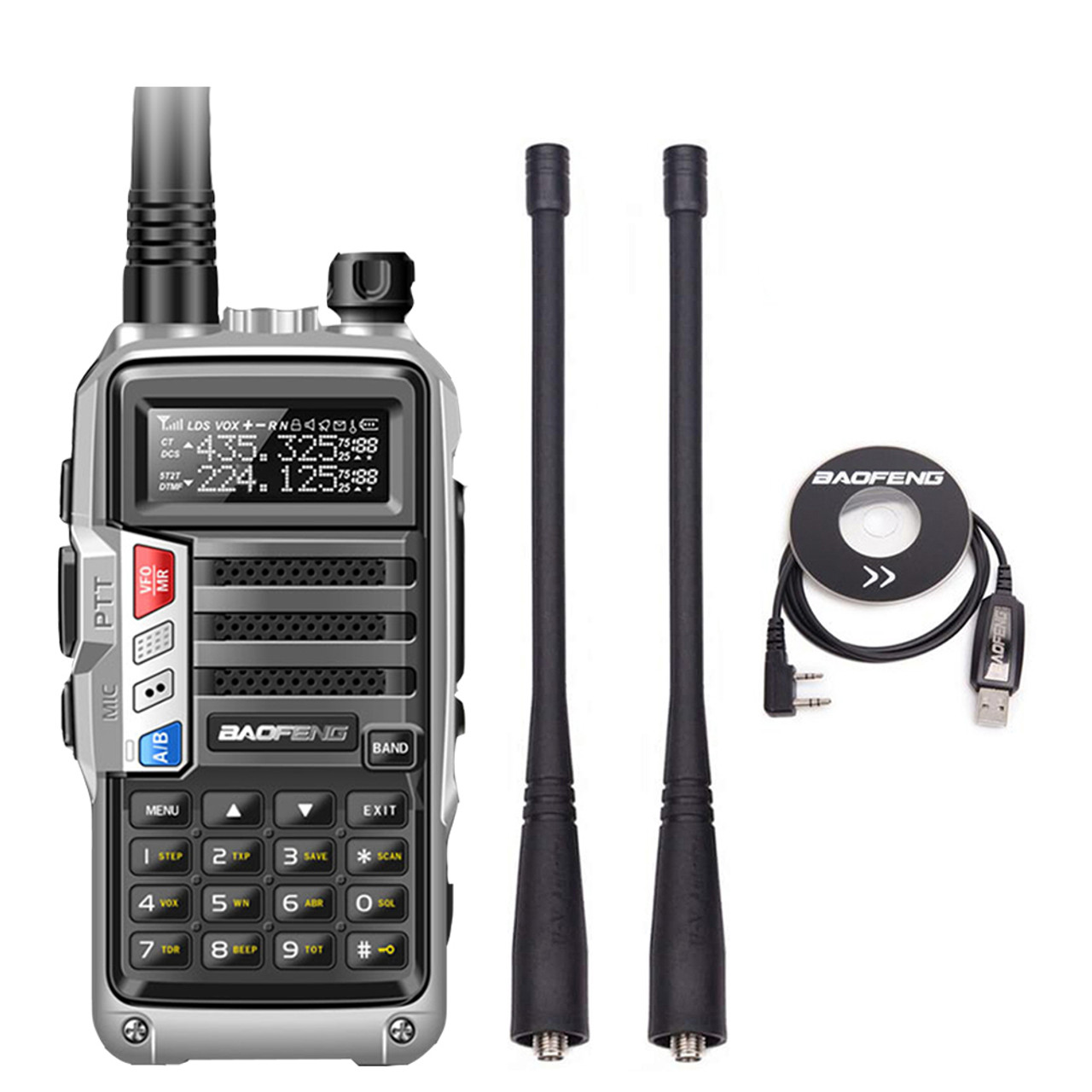 Baofeng Radio UV-S9 Tri-Band UHF VHF 136-174/220-260/400-520MHz 8W Walkie  Talkie Two Way Radio USB Cable