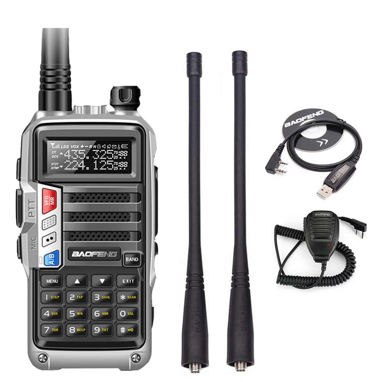 Baofeng Radio Baofeng UV-S9 Tri-Band VHF/UHF Black Walkie Talkie Speaker  Mic Cable 128 Channels