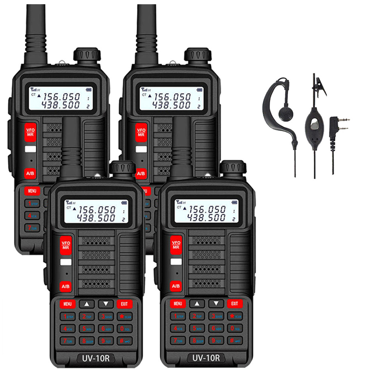 4X BAOFENG UV-10R 10W Dual-Band VHF UHF Walkie Talkies Long Range FM Two  Way Radio Black Walkie Talkies| BaoFeng Radio UK