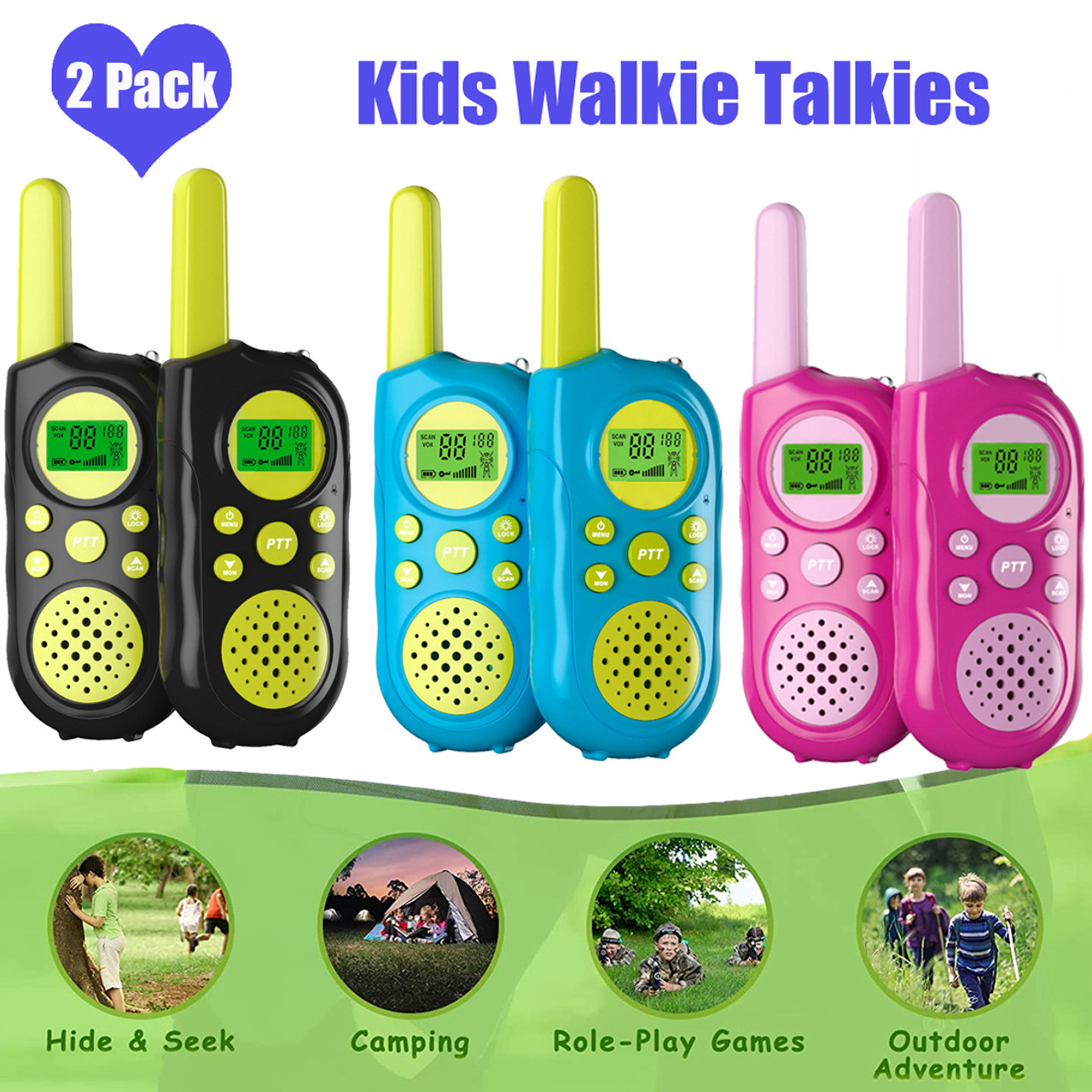 Pcs Walkie Talkie for Kids Long Range Handheld 22 Channel PMR Two Way  Radios with LCD Display  Flashlight for Outdoor Adventures, Family  Activties, Camping, Hiking Baofeng Offcial UK Store