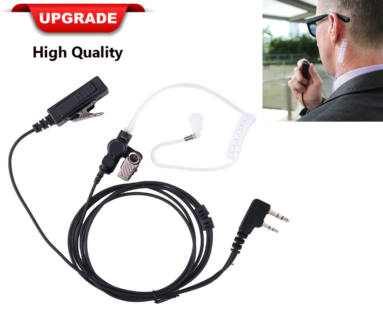 Covert Air Acoustic Tube Walkie Talkie Earpiece Headset with Mic Compatible  with Pin Kenwood BaoFeng Two Way Radio| BaoFeng Radio UK