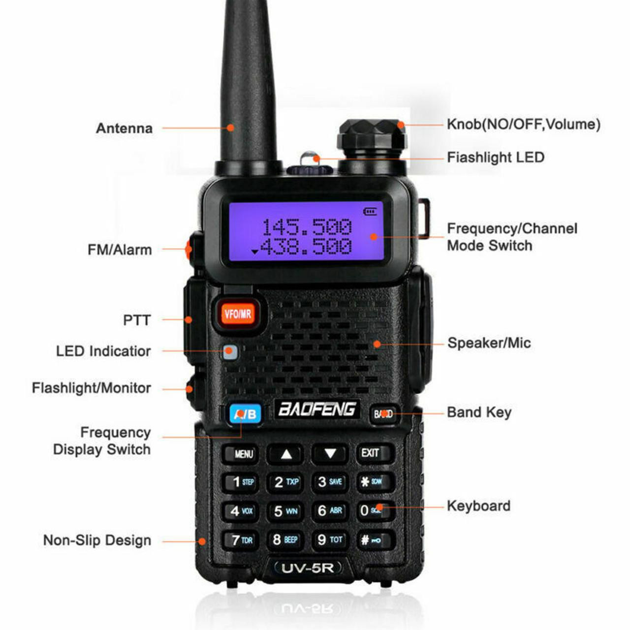 Baofeng UV-5R Dual Band Radio | Long Range with NA-771 Antenna