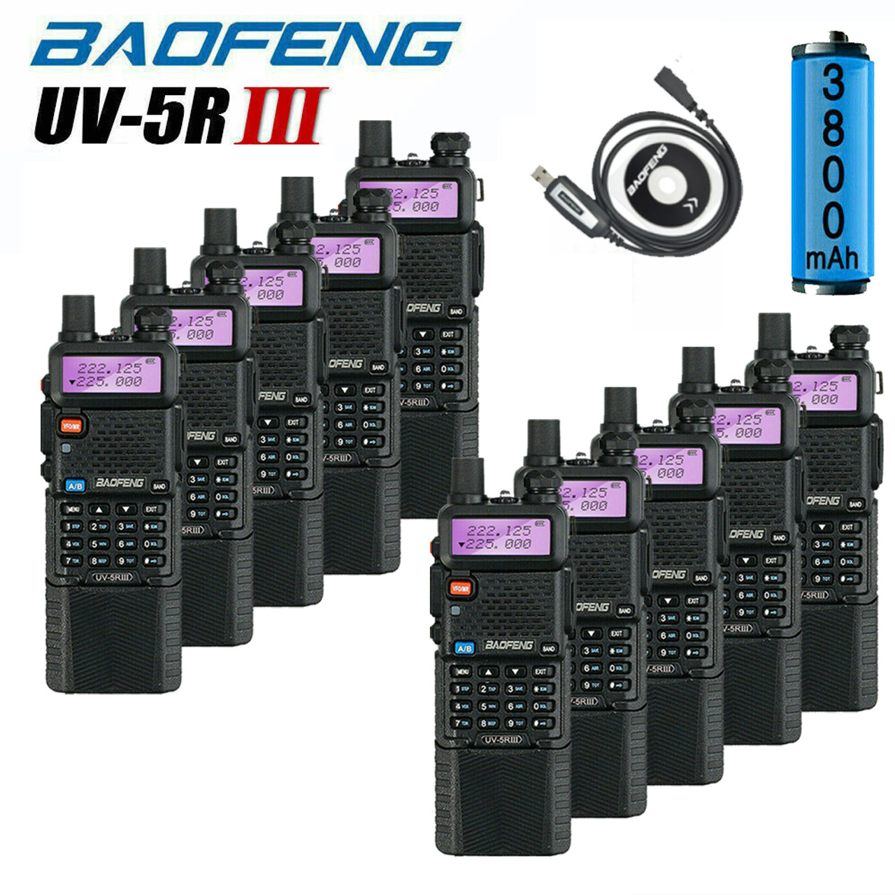 Baofeng UV-5R III Tri-Band VHF/UHF 136-174/220-260/400-520MHz Walkie Talkie  Two Way Radio