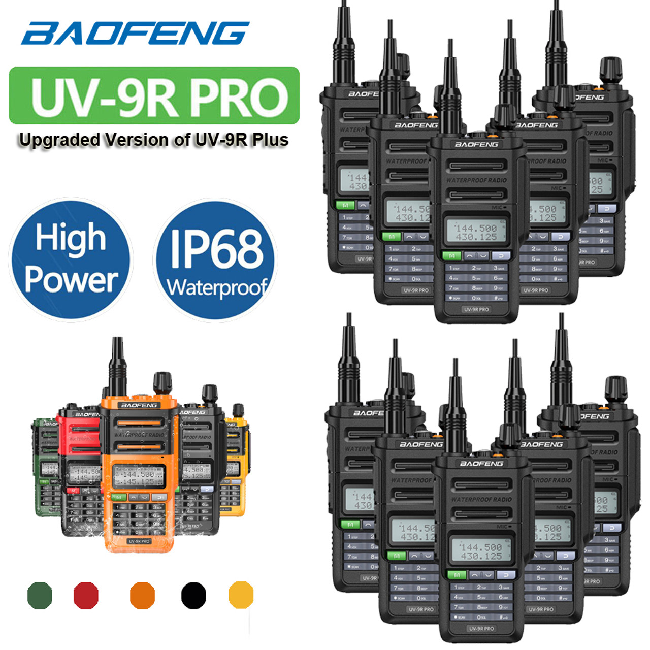 Baofeng UV-9R Pro IP68 Waterproof UHF/VHF Walkie Talkie 8W Two Way