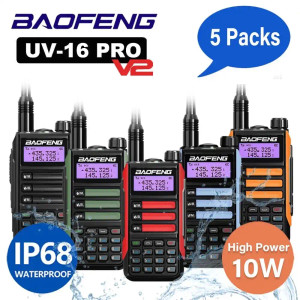 5x Baofeng UV-16 Pro V2 10W Dual-Band IP68 Waterproof Walkie Talkie  VHF/UHF Long Range Two Way Radio 5x Baofeng UV-16 Pro V2 10W Dual-Band IP68 Waterproof Walkie Talkie  VHF/UHF Long Range Two Way Radio