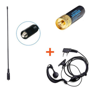 Baofeng 2 Pin Earpiece + Replacement NA-771 Antenna  + 1PCS SRH805S SMA-Female Dual Band Short Antenna for BF-888S/UV-5R/UV-82/UV-10R