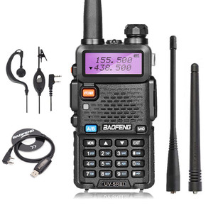 Baofeng UV-5R III Tri-Band FM Interphone Ham Radio + Programming Cable  Baofeng UV-5R III Tri-Band FM Interphone Ham Radio + Programming Cable