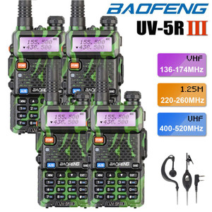 4 x Baofeng UV-5R III Tri-Band UHF/VHF Green Walkie Talkies Two Way Ham Radio Long Range + Earpiece 4 x Baofeng UV-5R III Tri-Band UHF/VHF Green Walkie Talkies Two Way Ham Radio Long Range + Earpiece
