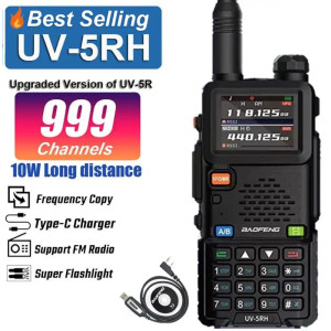 Baofeng UV-5RH 10W Multi-Band / Tri-Band 2500mAH VHF/UHF Long Range Walkie Talkie Two Way Radio  + USB Cable New Baofeng UV-5RH 10W Multi-Band / Tri-Band 2500mAH VHF/UHF Long Range Walkie Talkie Two Way Radio  + USB Cable New