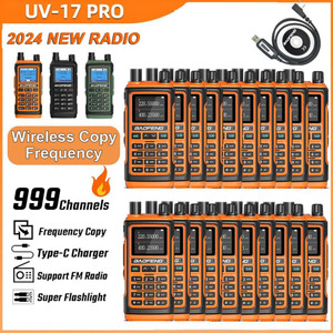 20 x Baofeng UV-17 Pro 5W Tri-Band 1800mAH 999 Channels VHF/UHF Long Range Walkie Talkie Two Way Radio + Programming Cable  20 x Baofeng UV-17 Pro 5W Tri-Band 1800mAH 999 Channels VHF/UHF Long Range Walkie Talkie Two Way Radio + Programming Cable