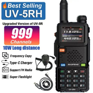 Baofeng UV-5RH 10W Tri-Band 2500mAH VHF/UHF Long Range Walkie Talkie Two Way Radio  + Speaker Mic + USB Cable New Baofeng UV-5RH 10W Tri-Band 2500mAH VHF/UHF Long Range Walkie Talkie Two Way Radio  + Speaker Mic + USB Cable New