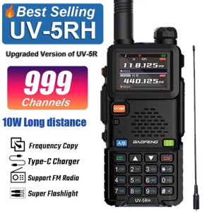 Baofeng UV-5RH 10W Tri-Band 2500mAH VHF/UHF Long Range Walkie Talkie Two Way Radio NA-771 Antenna New Baofeng UV-5RH 10W Tri-Band 2500mAH VHF/UHF Long Range Walkie Talkie Two Way Radio NA-771 Antenna New