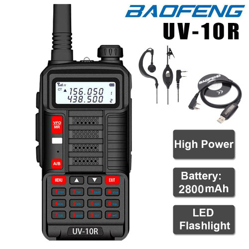 BAOFENG UV-10R 10W Dual Band High Power Walkie Talkies VHF UHF Long Range Ham Radio Two Way Radio  + Programming Cable 