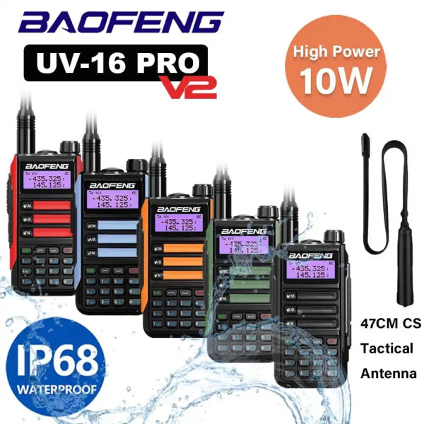 Baofeng UV-16 Pro V2 10W Dual-Band IP68 Waterproof Walkie Talkie  VHF/UHF Long Range Two Way Radio