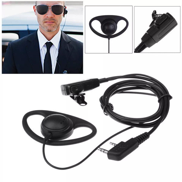 2 Pin D Shape Walkie Talkie Headset Earphone Earpiece for BAOFENG Retevis Two Way Radio - 1