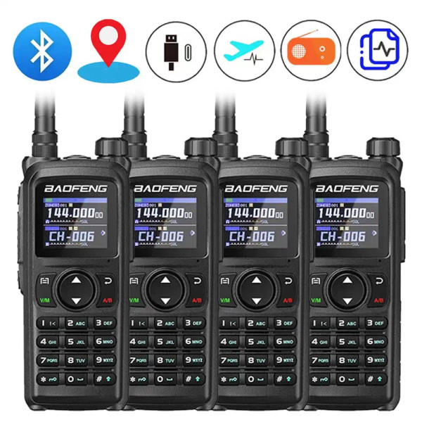 4x Baofeng UV-28 Pro GPS Bluetooth Walkie Talkie 10W Long Range Multi-Band Two-Way Radio