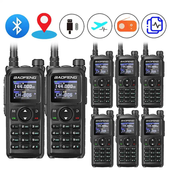 8x Baofeng UV-28 Pro GPS Bluetooth Walkie Talkie 10W Long Range Multi-Band Two-Way Radio