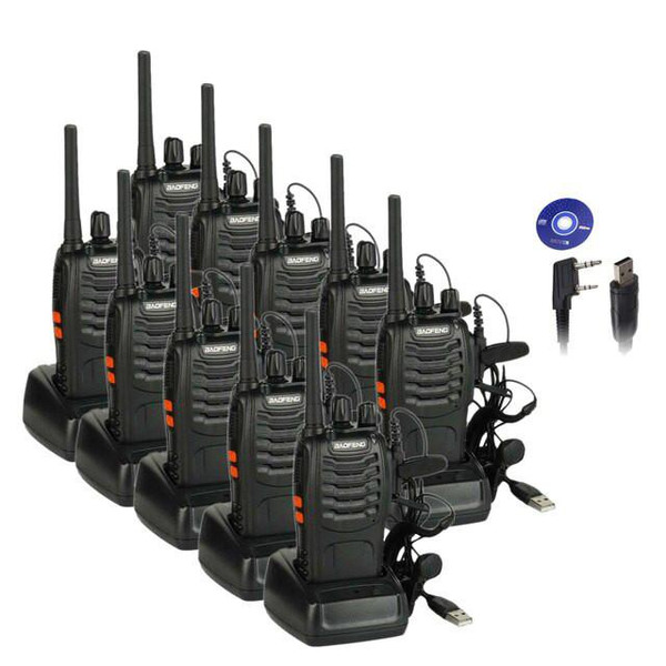 10x BaoFeng BF-888S PMR446 /Baofeng BF-88E PMR Updated Version of 888S Walkie Talkies Long Range VOX Two Way Ham Radio + Programming Cable 