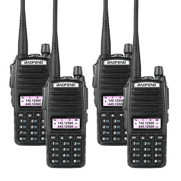 4x BAOFENG UV-82 Dual Band UHF/VHF Dual Display & Dual PTT Walkie Talkie Ham Radio 