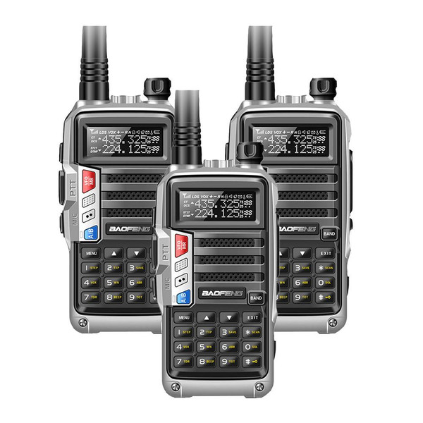 3 x Baofeng UV-S9 Tri-Band VHF/UHF Silver Walkie Talkies Long Range FM Radio 